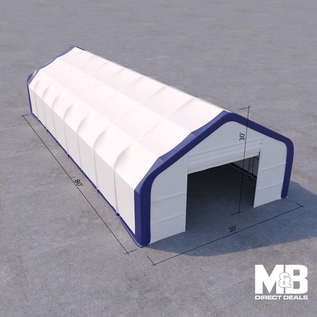 M&B | Dual Truss Storage Shelter: 30′ x 80′ x 20′ - Custom Cubes