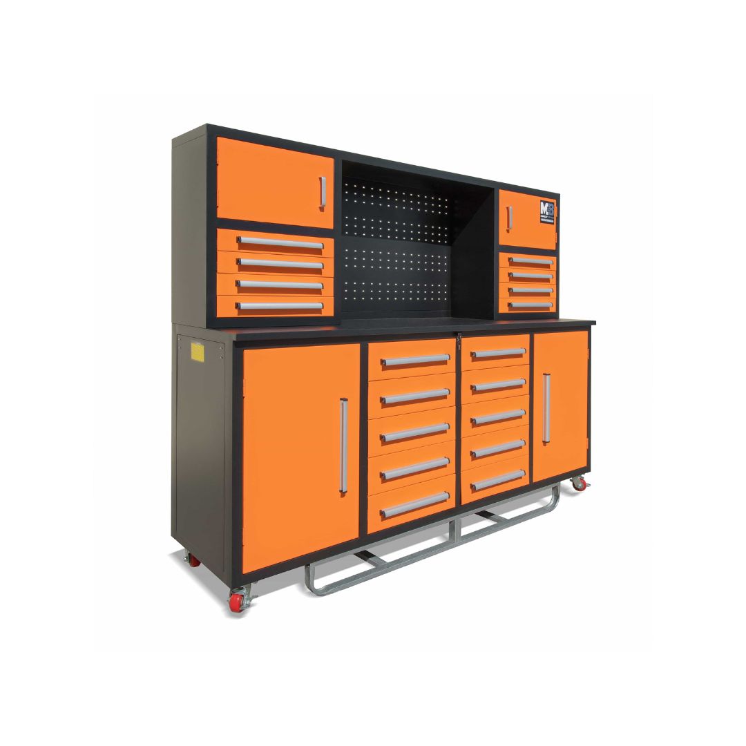 M&B | 7’ Workbench Cabinet with 18 Drawers - Custom Cubes