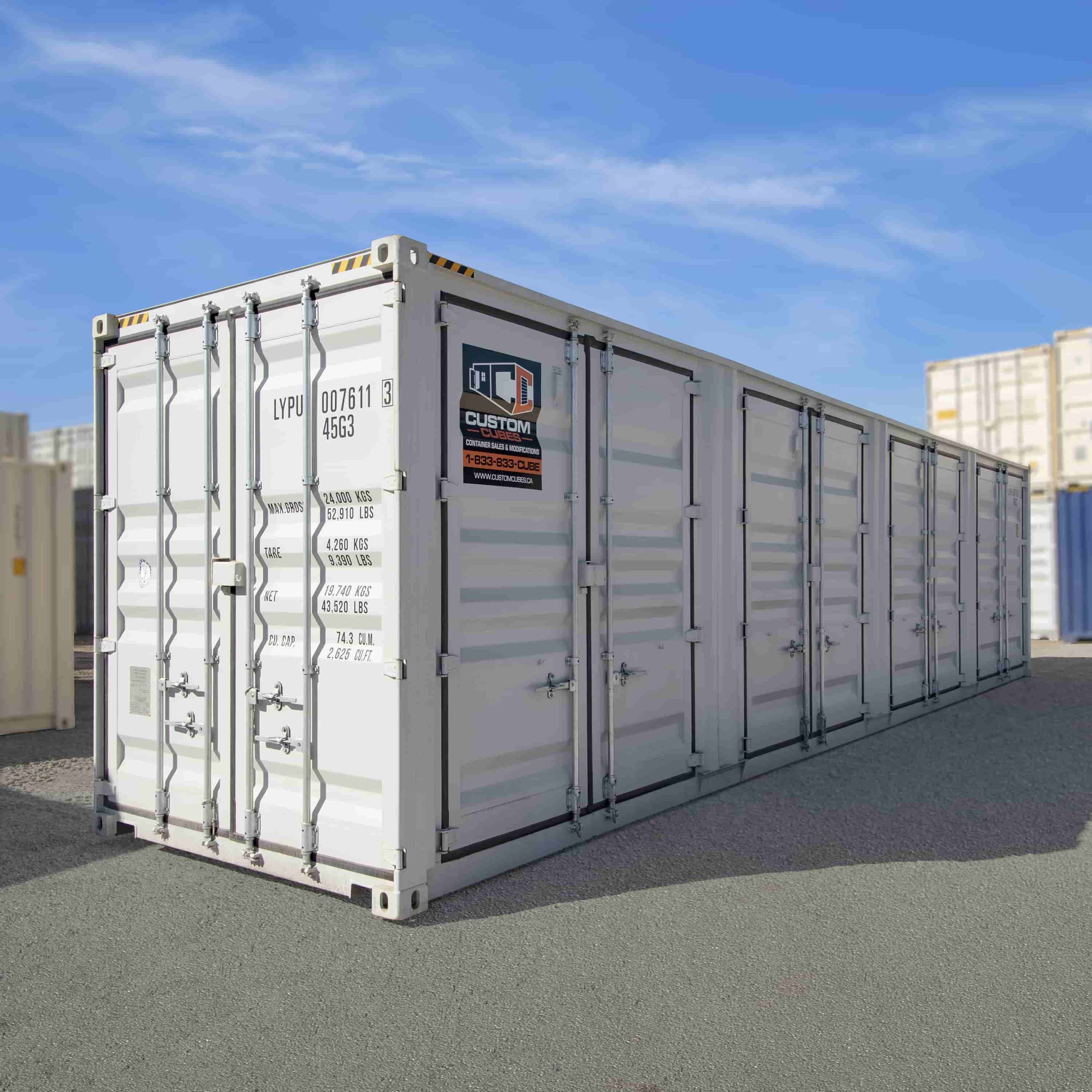40’HC New (1-trip) Shipping Container with 4 x Side Doors - Custom Cubes